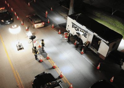 Santa Maria Police Officers complete a DUI checkpoint on a roadway