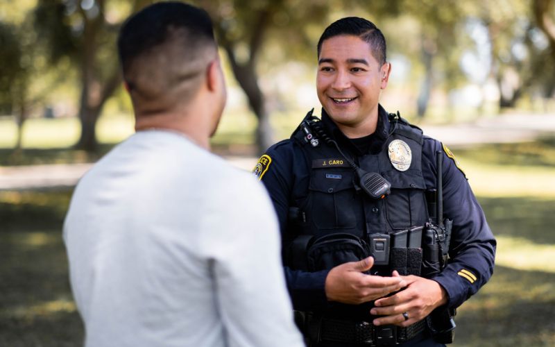 Santa Maria PD Officer Talking to Someone About the Explorer Program